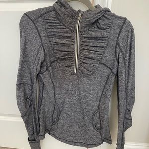 Women’s Lululemon Pullover Half Zip Hoodie Size 6 Heathered Black/Grey